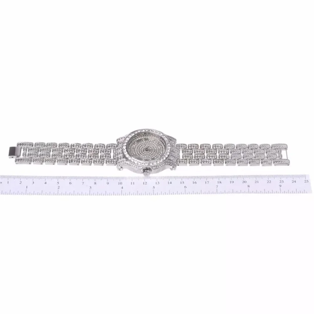 Men's White Gold Iced Out Diamond Luxury Watch NEW - Picture 2 of 4